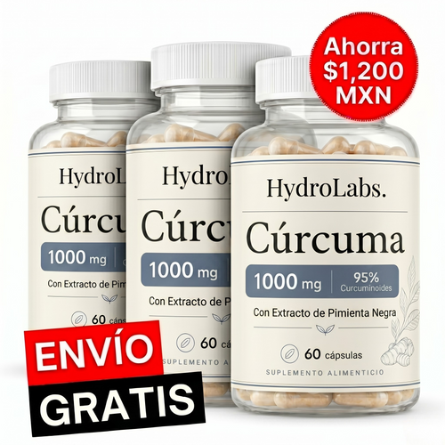 HydroLabs Complejo de Cúrcuma - 3 Botellas (90 Días)