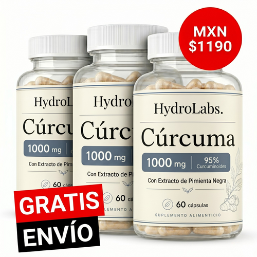 HydroLabs Complejo de Cúrcuma - 3 Botellas (90 Días)