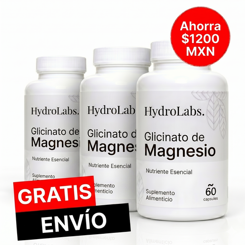 HydroLabs Magnesio Glicinato — 3 Botellas (90 Días)